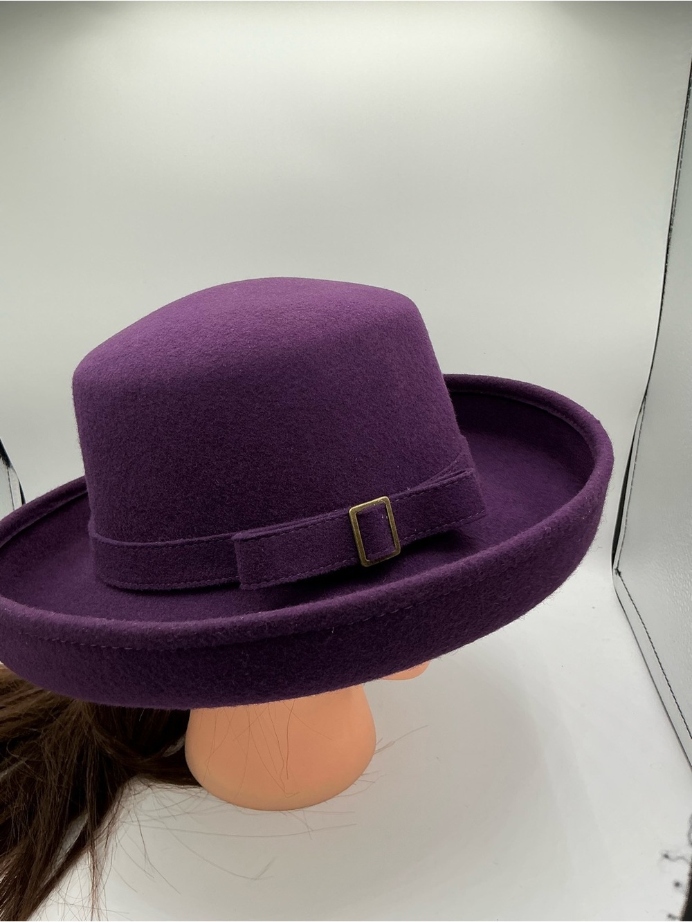August Purple Women's Wool Felt Hat with Buckle Trim